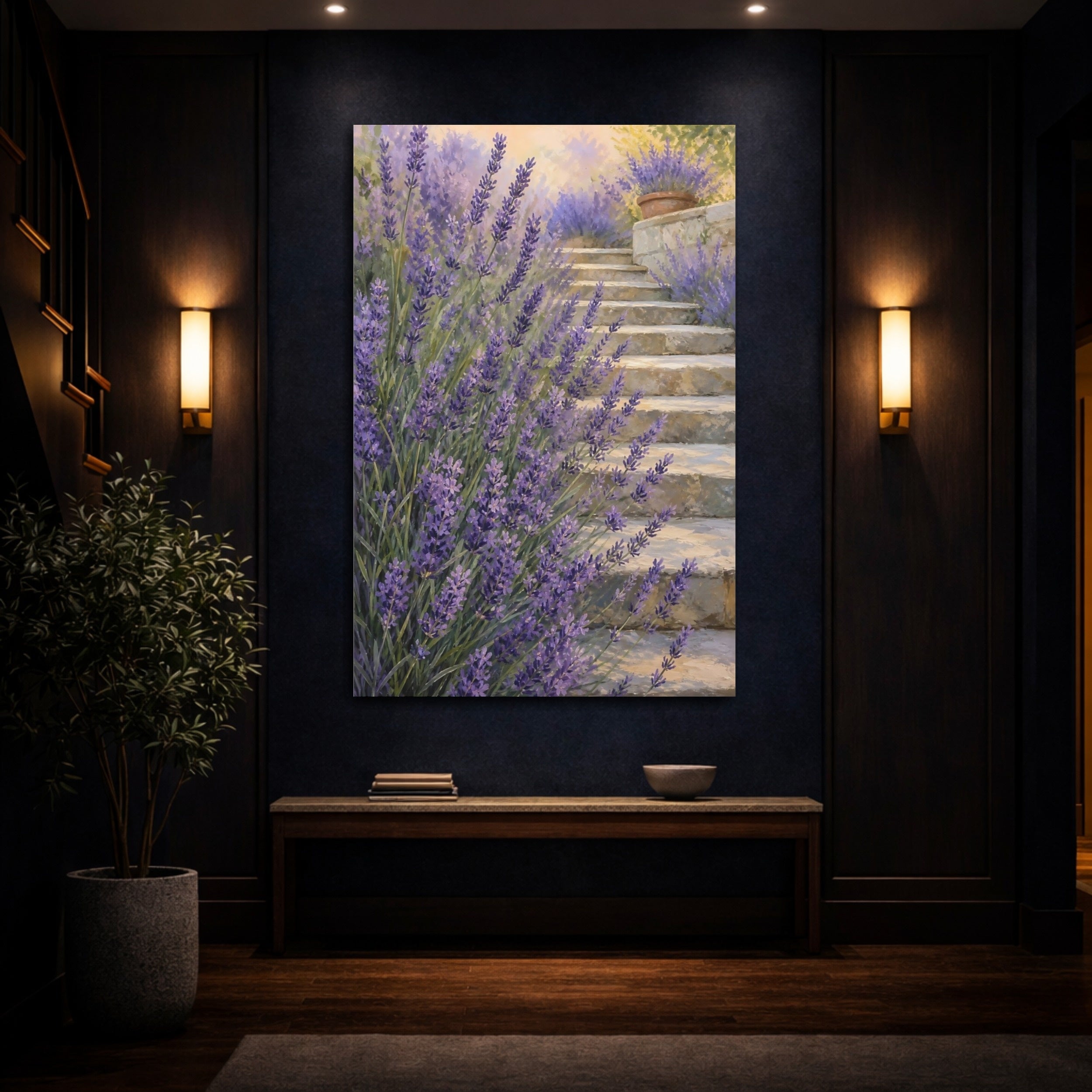Mockup 4. Nature Lavender Purple Lavender shown as stretched canvas wall art
