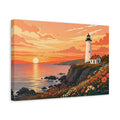 Side Mockup 4. Nature Lighthouse Orange Sunset shown as stretched canvas wall art