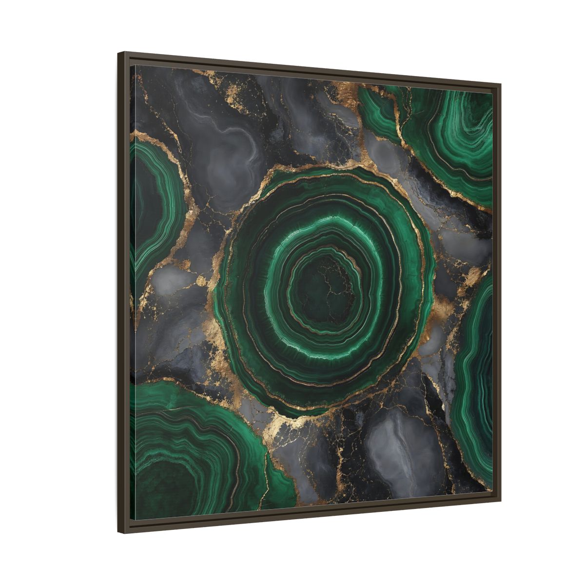 Side Mockup 5. Nature Malachite Agate Green Malachite shown as stretched canvas wall art