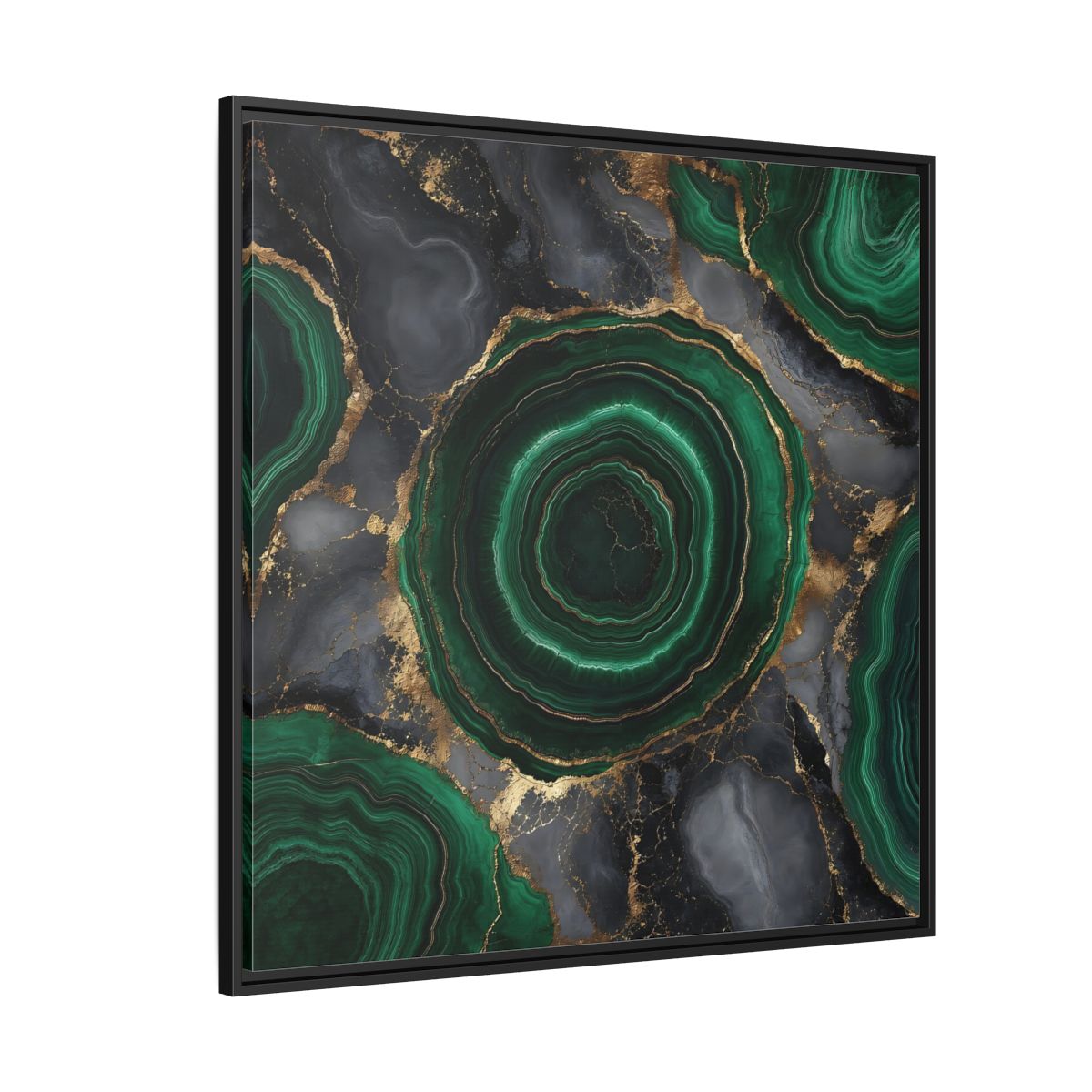 Side Mockup 6. Nature Malachite Agate Green Malachite shown as stretched canvas wall art