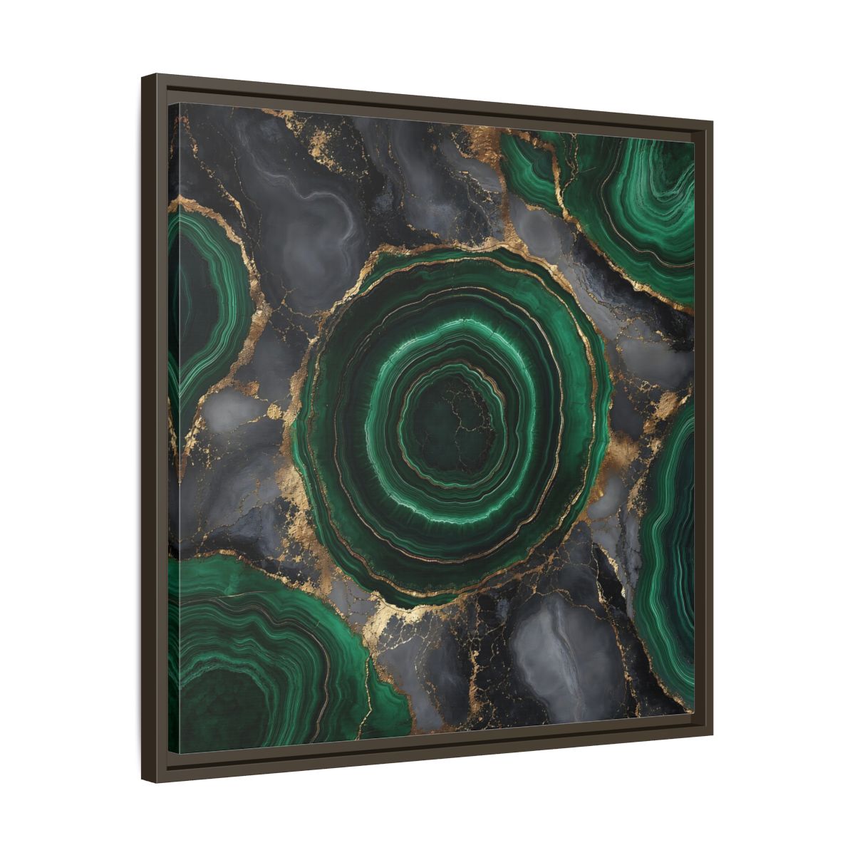 Side Mockup 27. Nature Malachite Agate Green Malachite shown as stretched canvas wall art