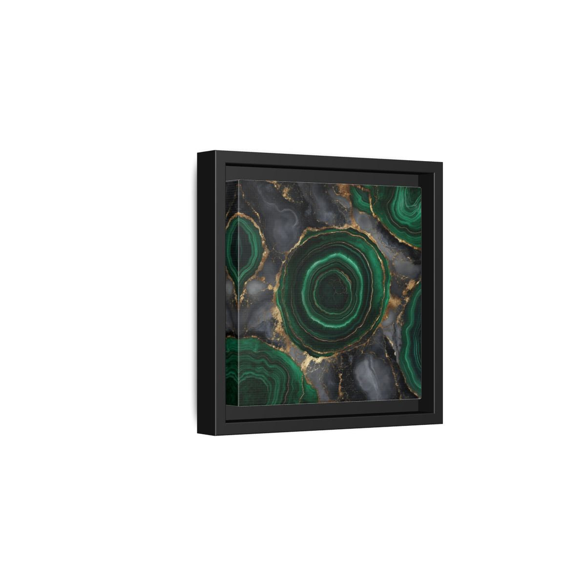 Side Mockup 3. Nature Malachite Agate Green Malachite shown as stretched canvas wall art