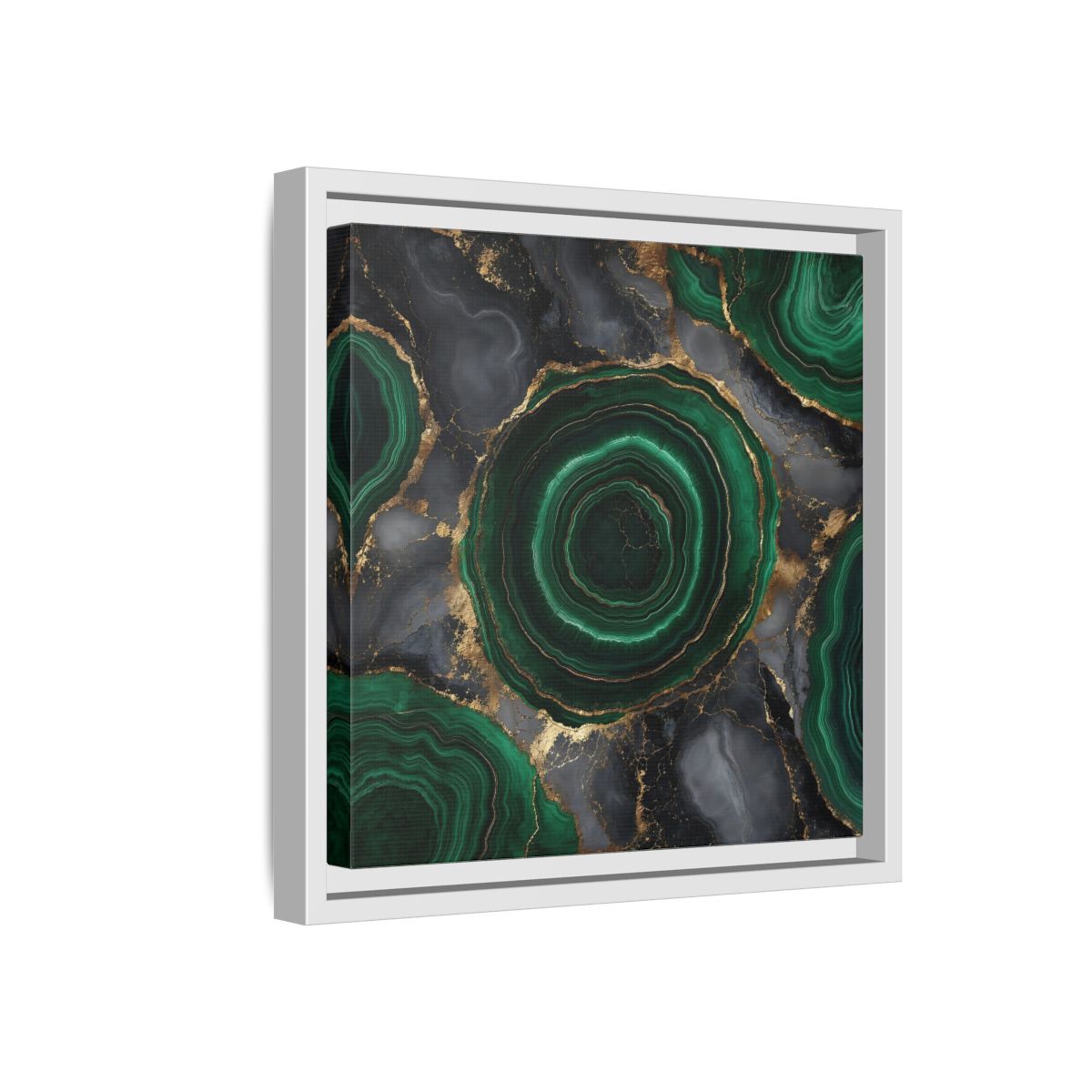 Side Mockup 16. Nature Malachite Agate Green Malachite shown as stretched canvas wall art