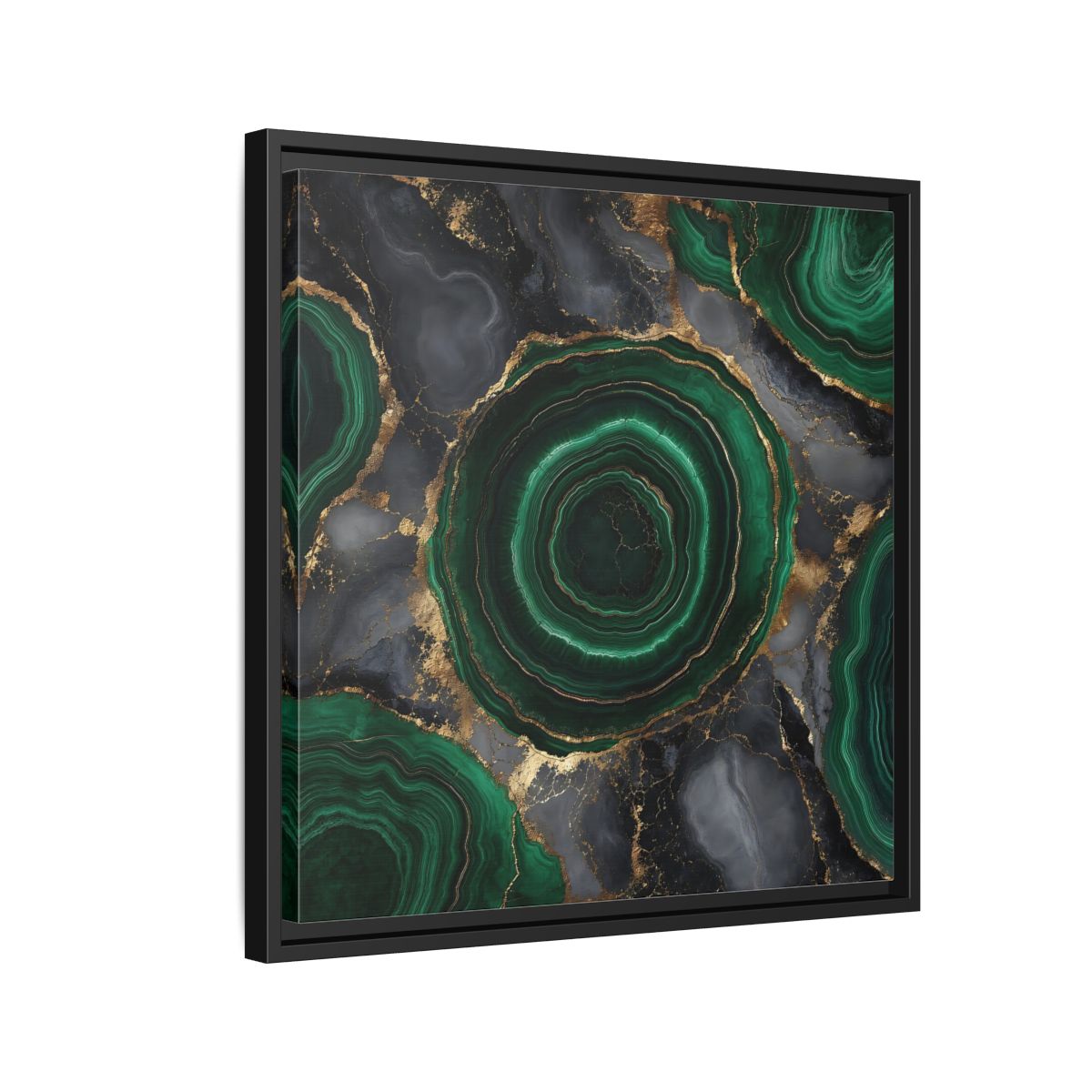Side Mockup 12. Nature Malachite Agate Green Malachite shown as stretched canvas wall art