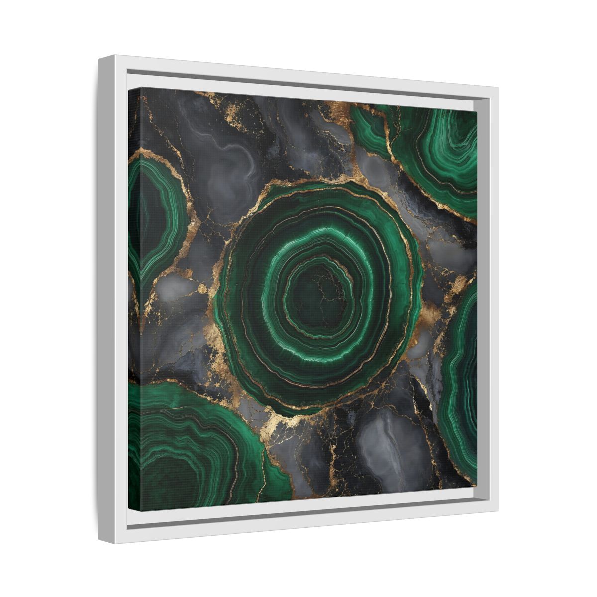 Side Mockup 28. Nature Malachite Agate Green Malachite shown as stretched canvas wall art