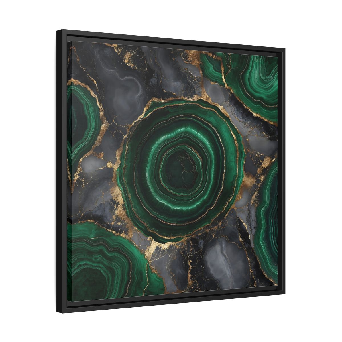 Side Mockup 31. Nature Malachite Agate Green Malachite shown as stretched canvas wall art