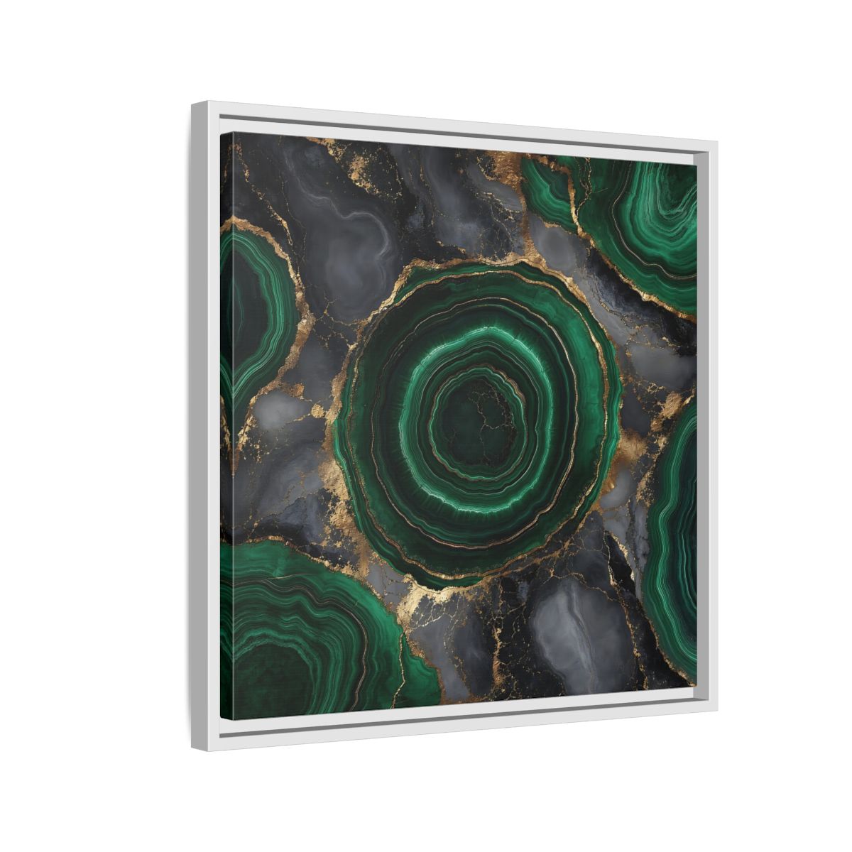 Side Mockup 10. Nature Malachite Agate Green Malachite shown as stretched canvas wall art