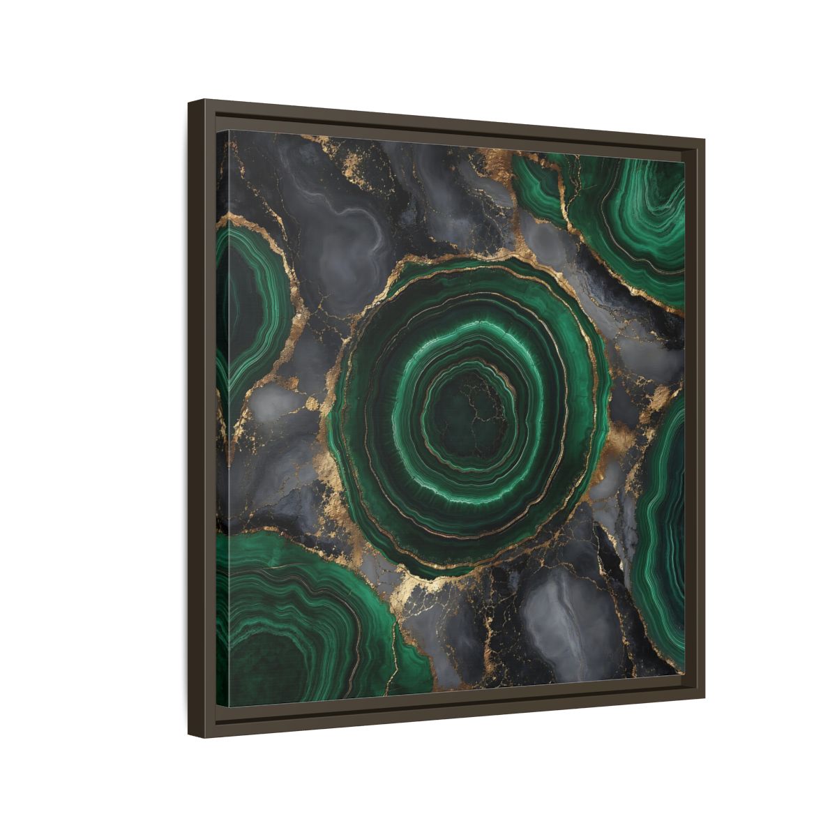 Side Mockup 11. Nature Malachite Agate Green Malachite shown as stretched canvas wall art