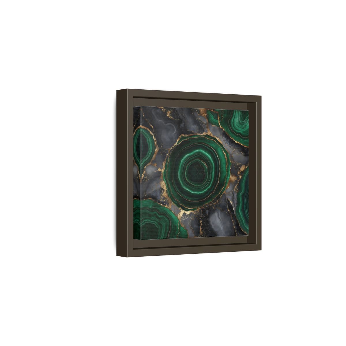 Side Mockup 2. Nature Malachite Agate Green Malachite shown as stretched canvas wall art