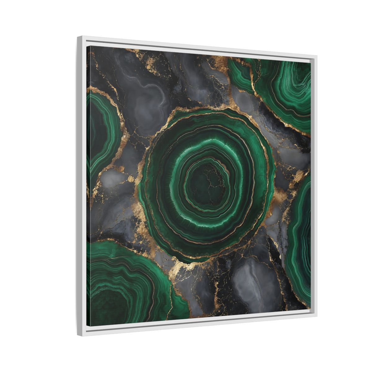 Side Mockup 7. Nature Malachite Agate Green Malachite shown as stretched canvas wall art