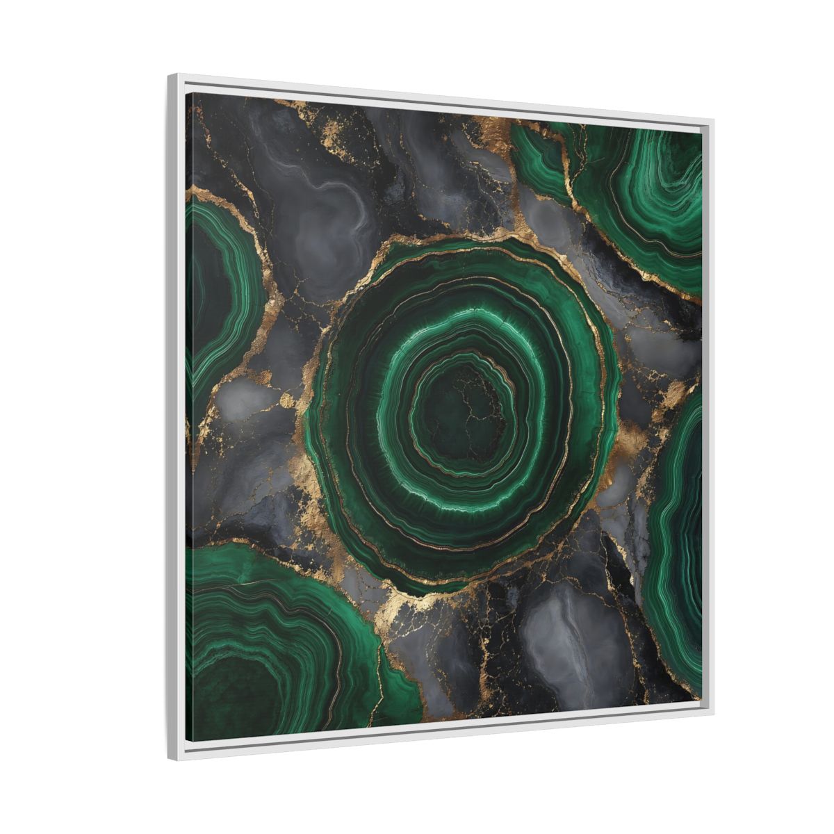 Side Mockup 4. Nature Malachite Agate Green Malachite shown as stretched canvas wall art
