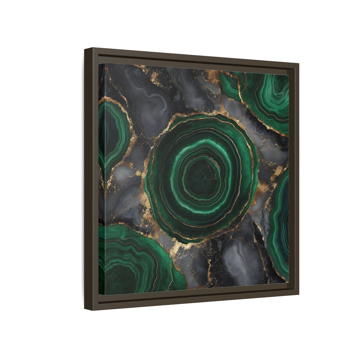 Side Mockup 14. Nature Malachite Agate Green Malachite shown as stretched canvas wall art