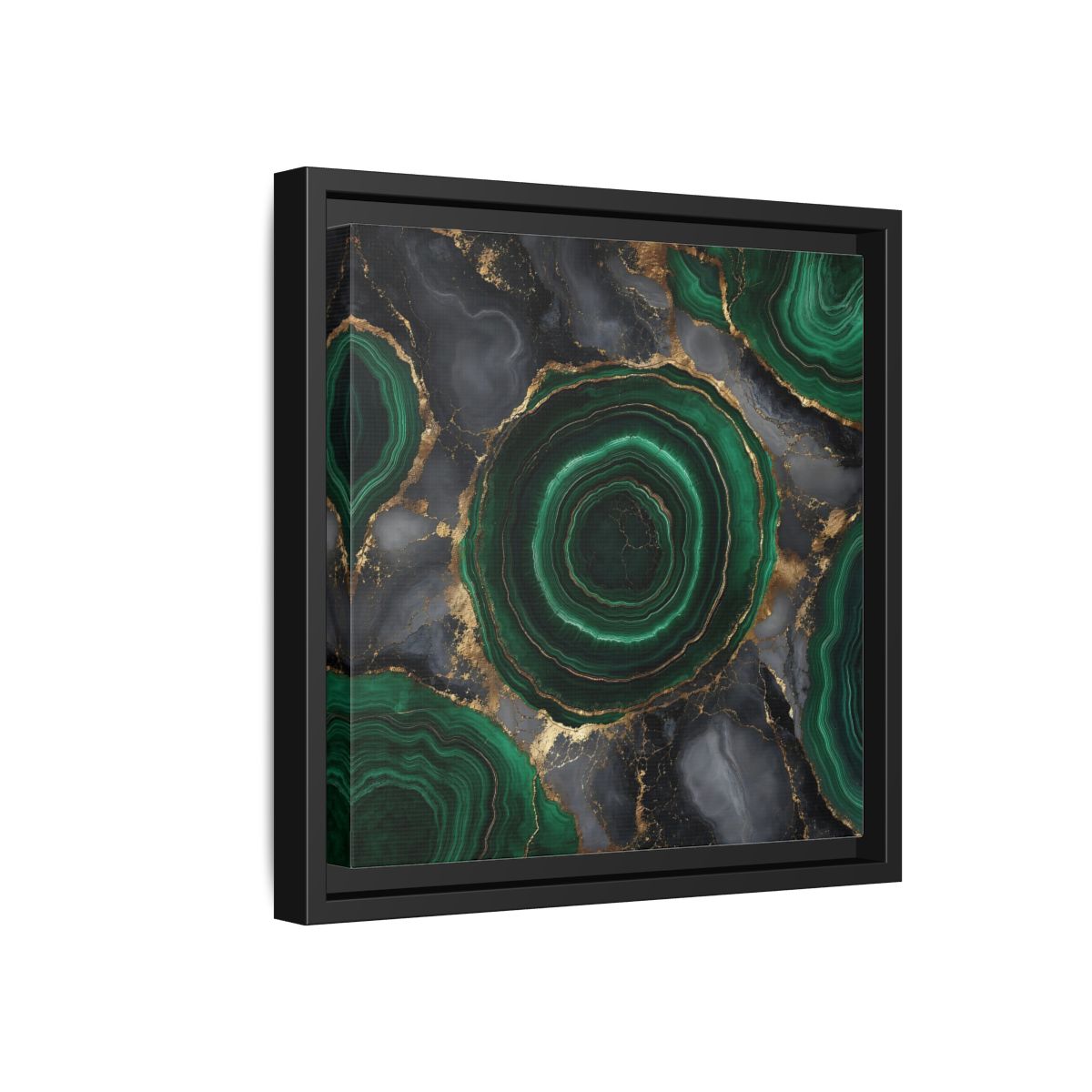 Side Mockup 18. Nature Malachite Agate Green Malachite shown as stretched canvas wall art