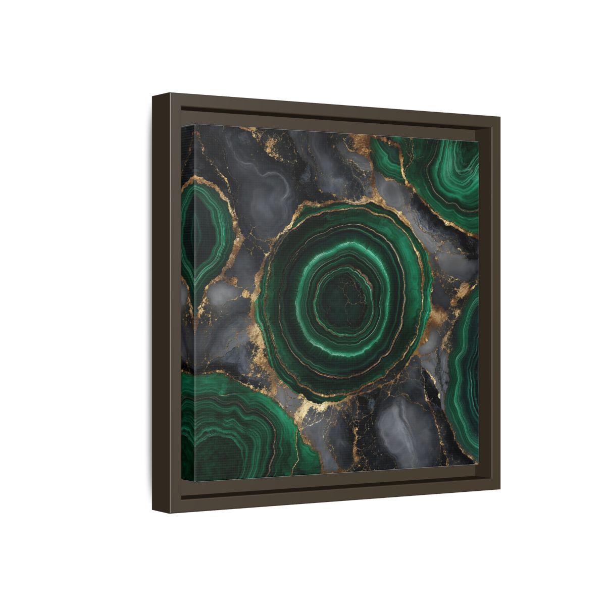 Side Mockup 17. Nature Malachite Agate Green Malachite shown as stretched canvas wall art