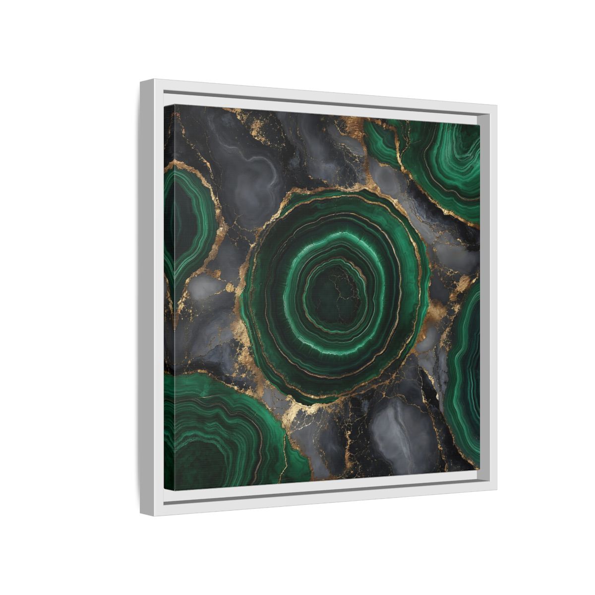 Side Mockup 13. Nature Malachite Agate Green Malachite shown as stretched canvas wall art