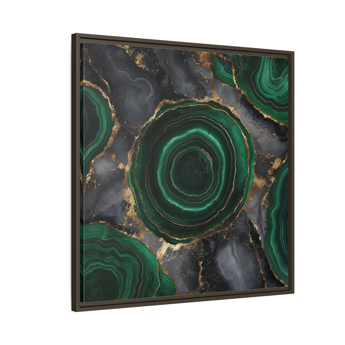 Side Mockup 8. Nature Malachite Agate Green Malachite shown as stretched canvas wall art