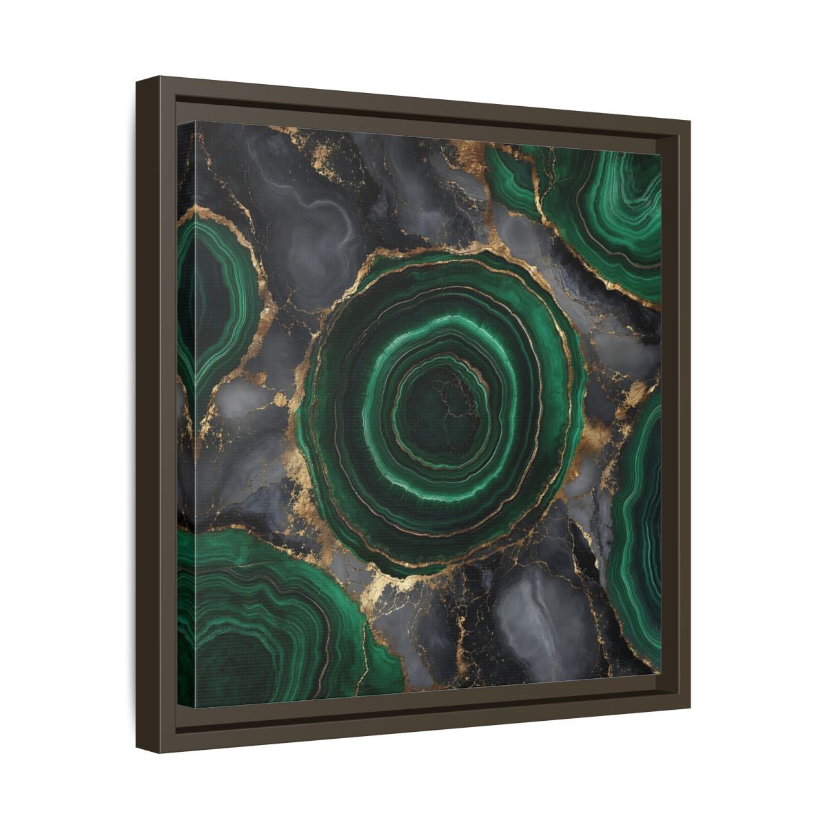 Side Mockup 29. Nature Malachite Agate Green Malachite shown as stretched canvas wall art