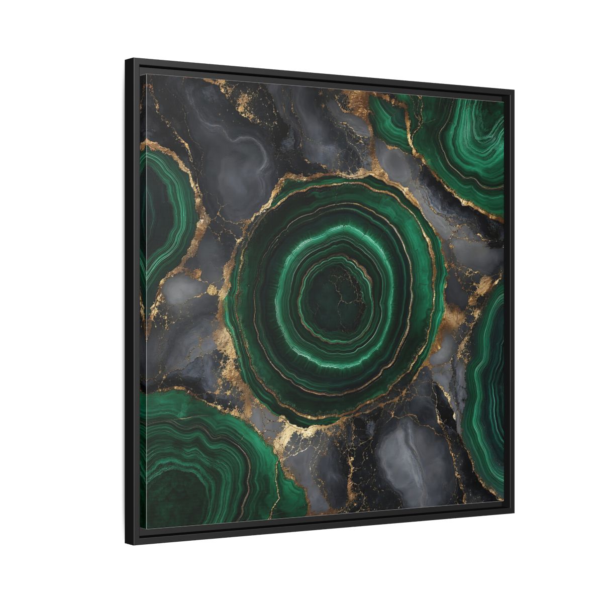 Side Mockup 9. Nature Malachite Agate Green Malachite shown as stretched canvas wall art