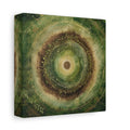 Side Mockup 2. Nature Nature Mandala Green Brown Gold shown as stretched canvas wall art