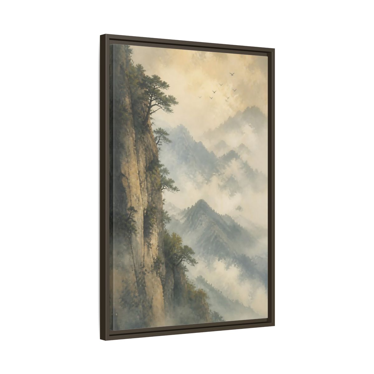 Side Mockup 11. Nature Misty Mountains Misty Mountain Landscape shown as stretched canvas wall art