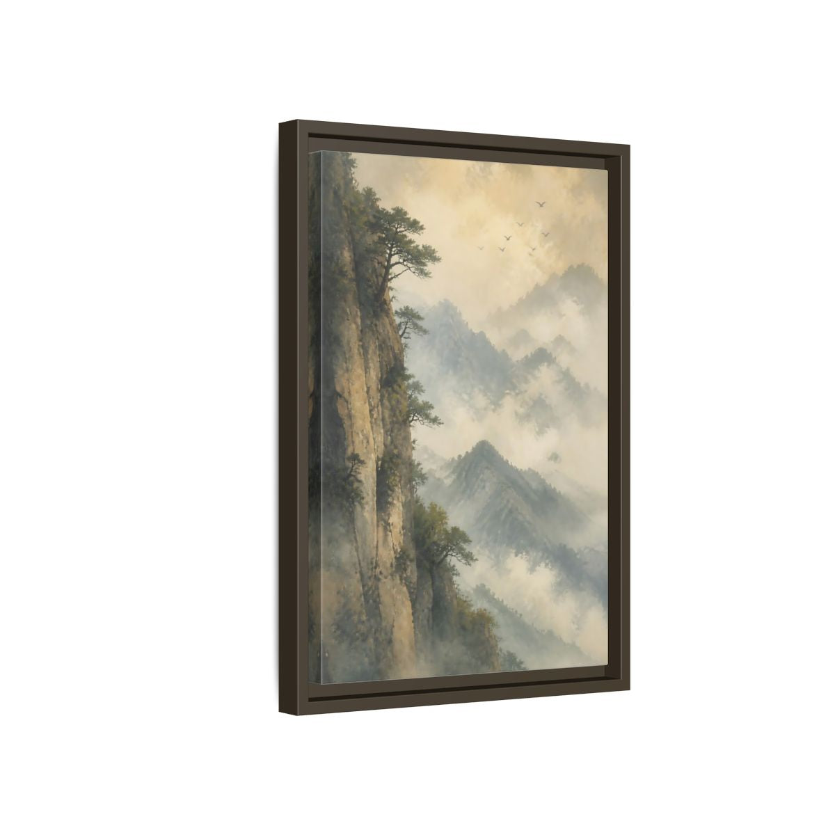 Side Mockup 5. Nature Misty Mountains Misty Mountain Landscape shown as stretched canvas wall art