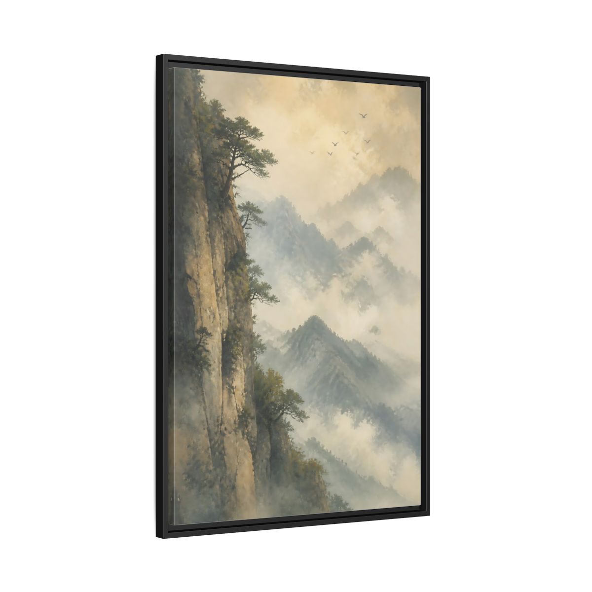 Side Mockup 13. Nature Misty Mountains Misty Mountain Landscape shown as stretched canvas wall art