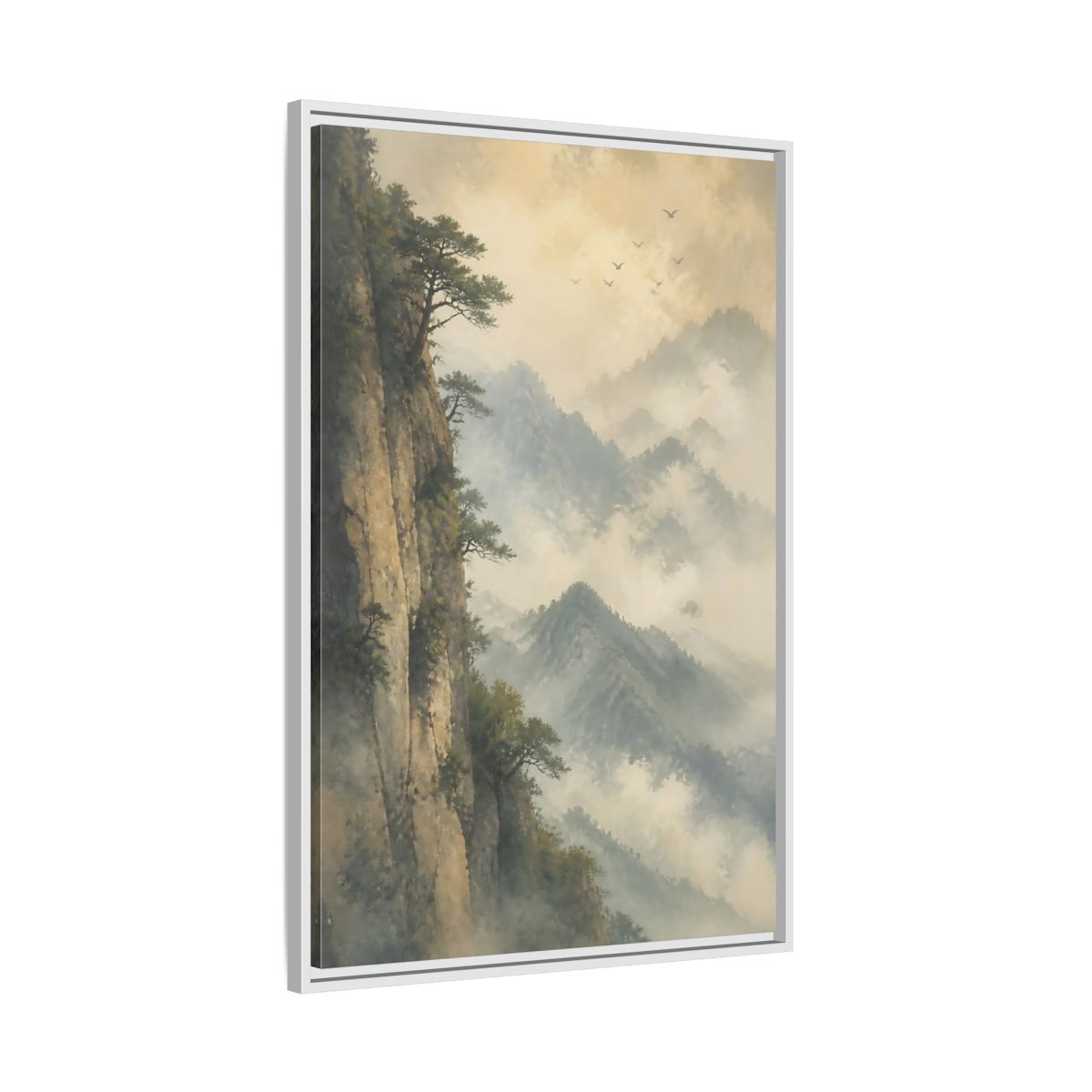 Side Mockup 9. Nature Misty Mountains Misty Mountain Landscape shown as stretched canvas wall art