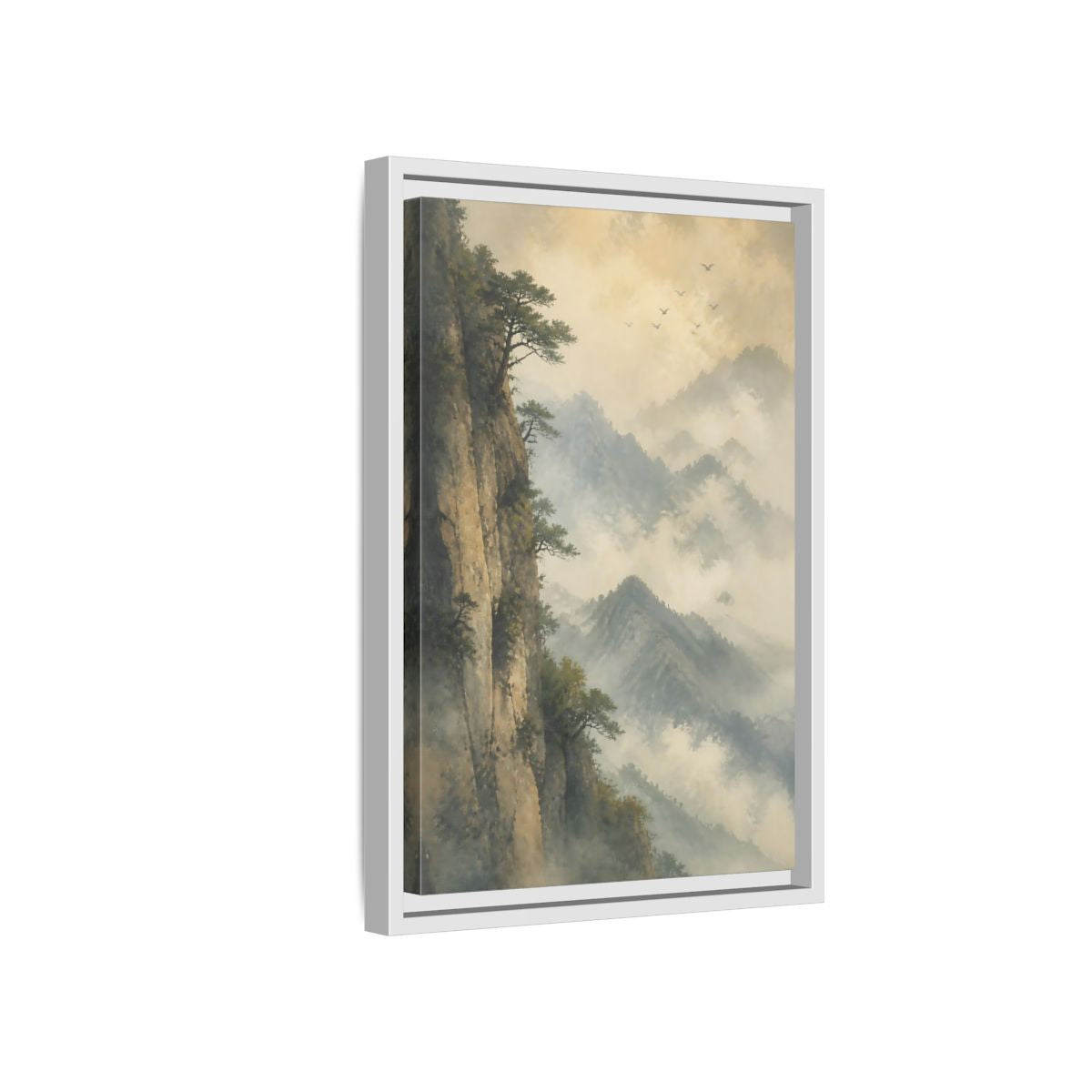 Side Mockup 4. Nature Misty Mountains Misty Mountain Landscape shown as stretched canvas wall art