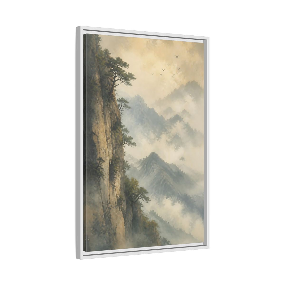 Side Mockup 10. Nature Misty Mountains Misty Mountain Landscape shown as stretched canvas wall art