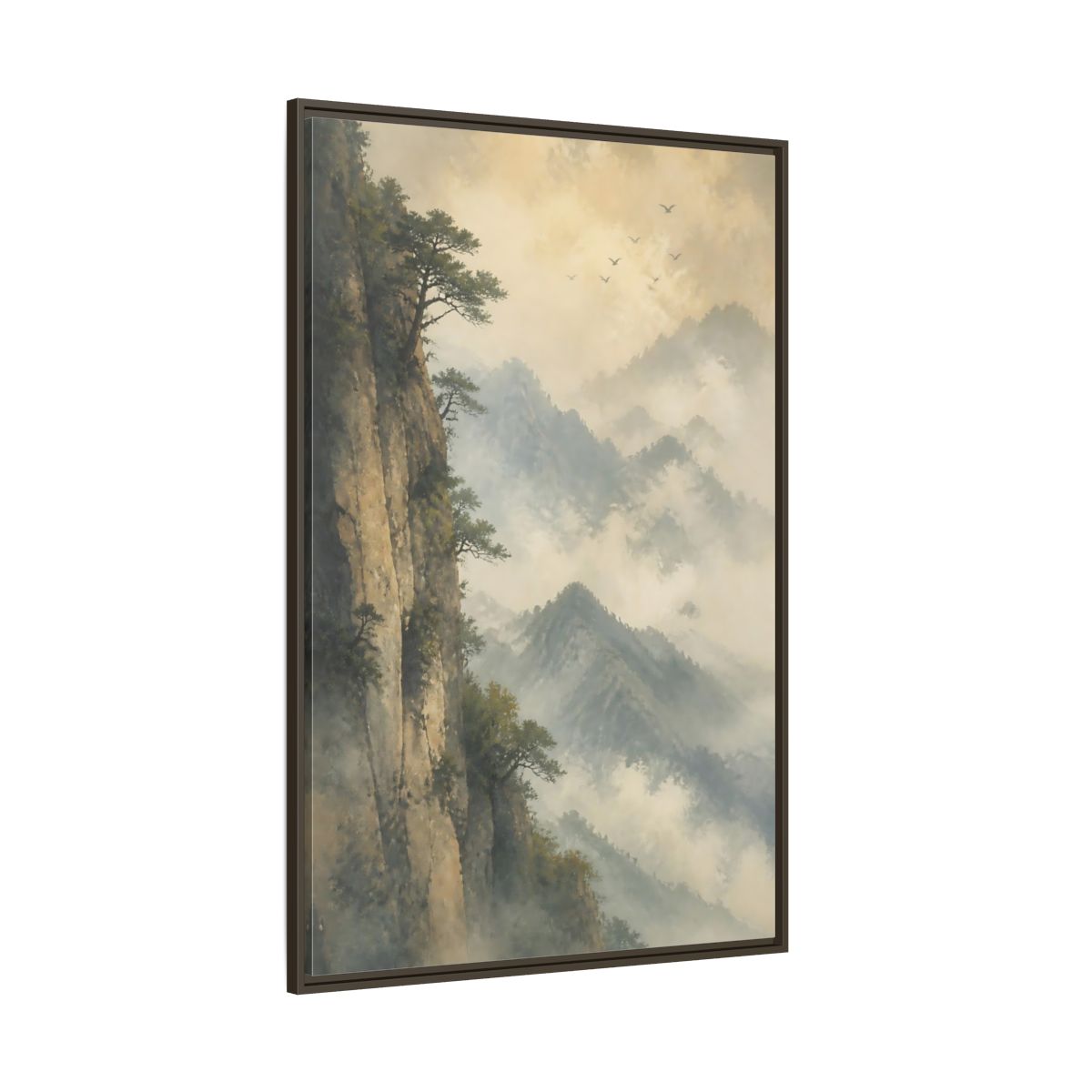 Side Mockup 8. Nature Misty Mountains Misty Mountain Landscape shown as stretched canvas wall art