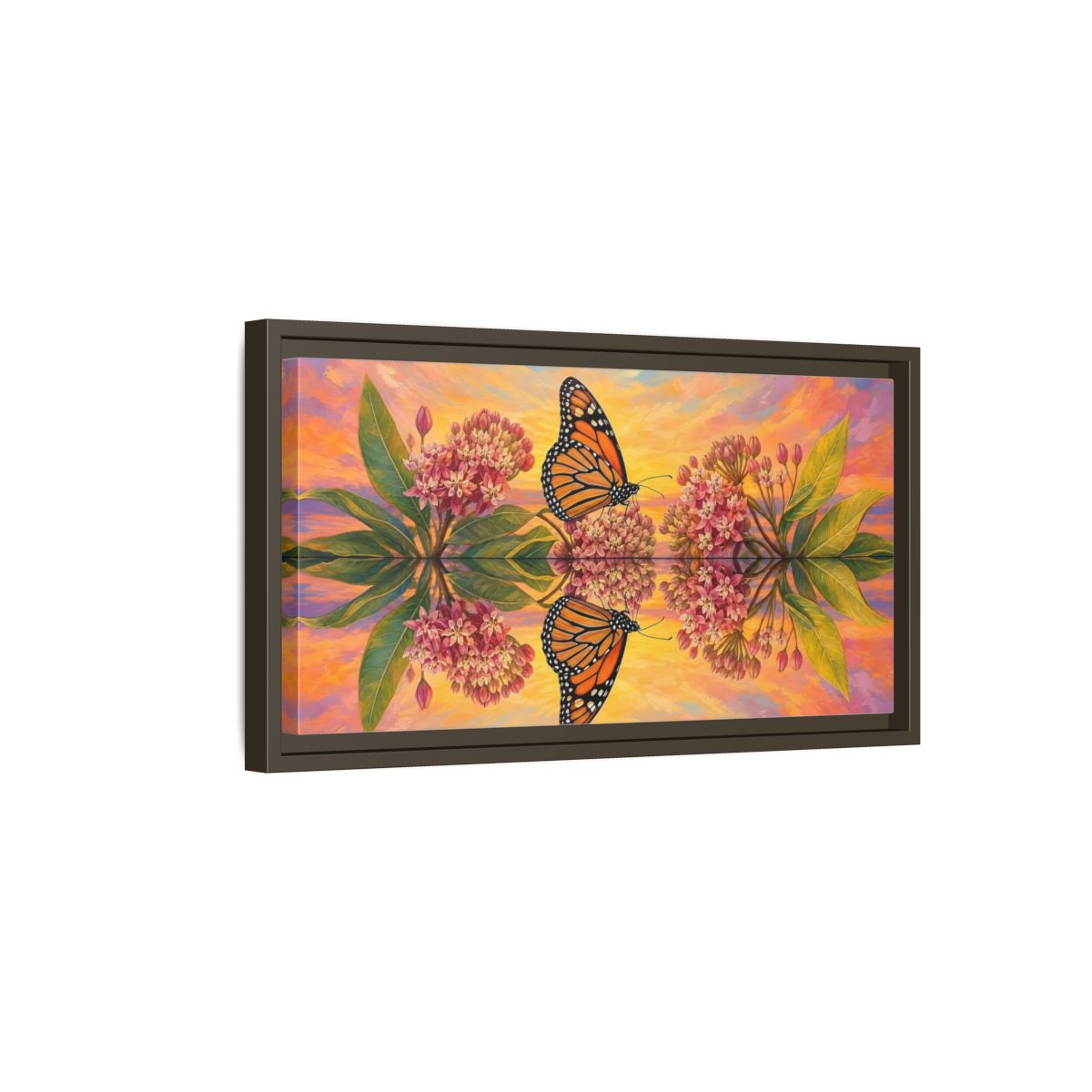 Side Mockup 7. Nature Monarch Butterfly Orange Butterfly Sunset shown as stretched canvas wall art