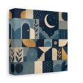 Side Mockup 2. Nature Moon And Stars Blue And Gold shown as stretched canvas wall art