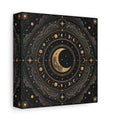 Side Mockup 2. Nature Moon Phases Black And Gold Celestial shown as stretched canvas wall art