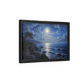 Side Mockup 6. Nature Moonlit Ocean Blue Moon Ocean shown as stretched canvas wall art