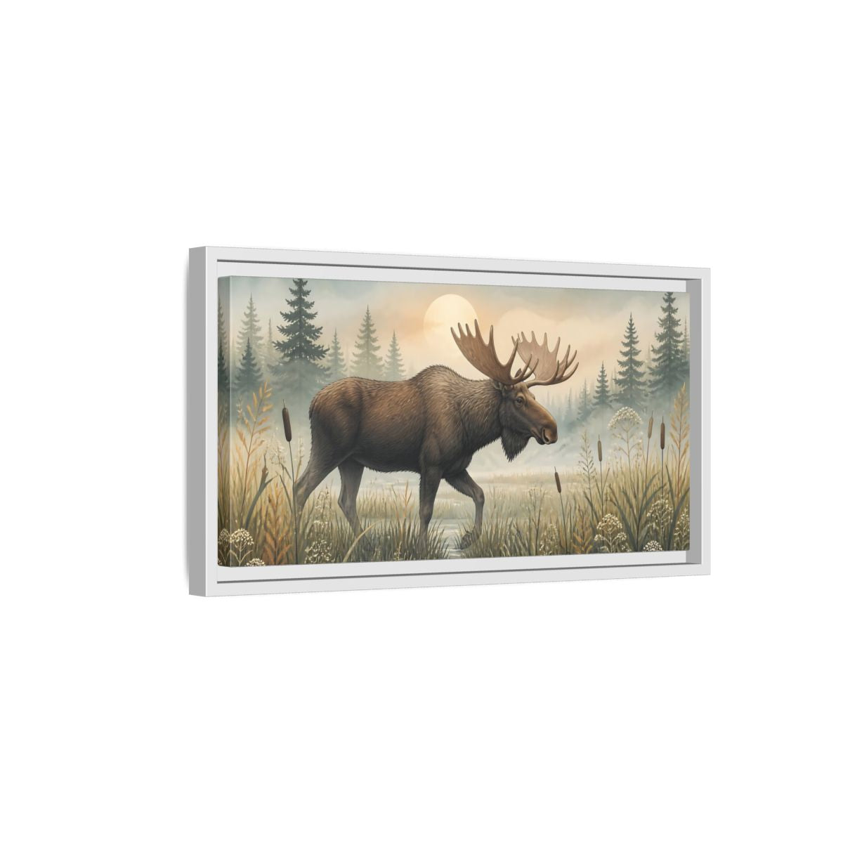 Side Mockup 6. Nature Moose Moose Landscape shown as stretched canvas wall art