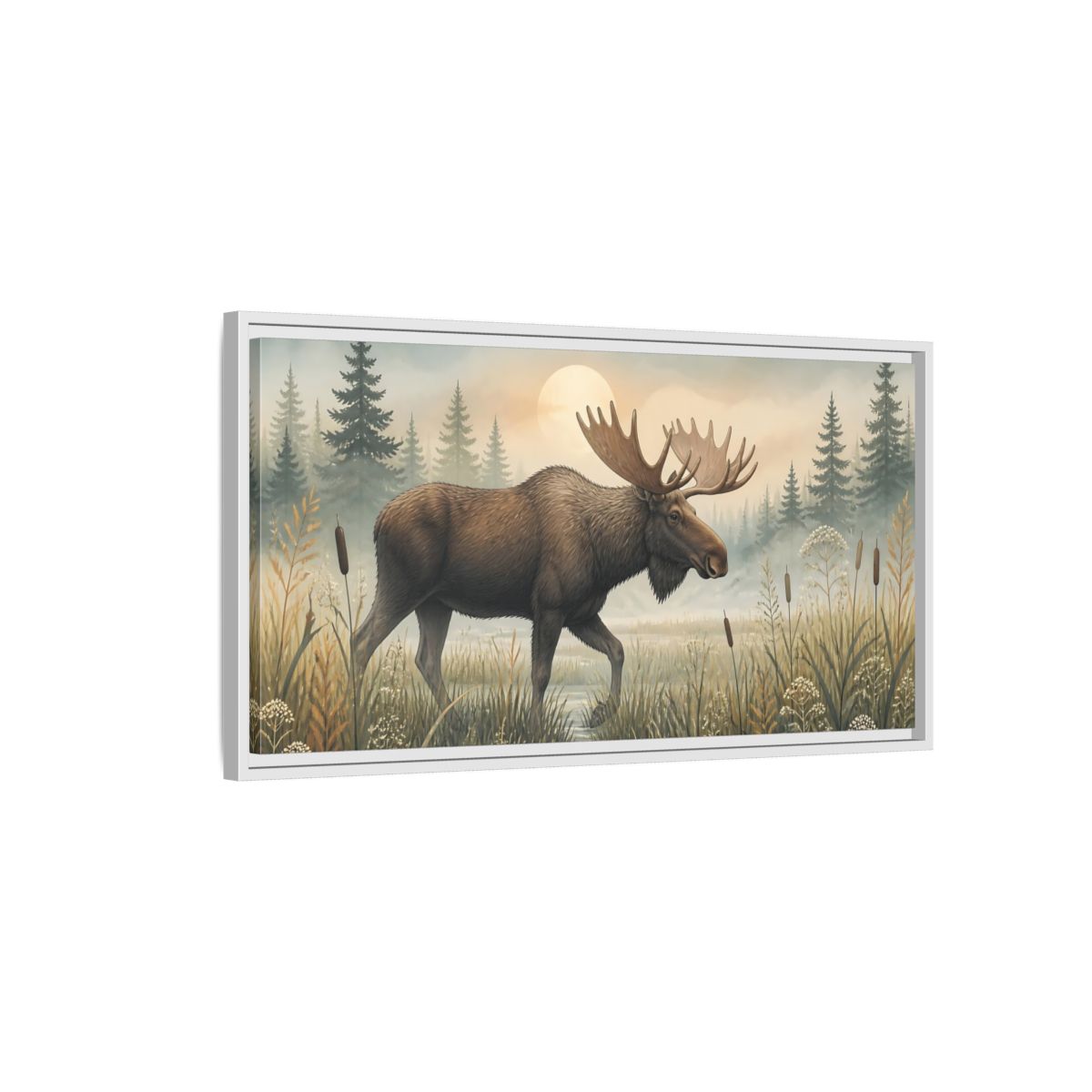 Side Mockup 1. Nature Moose Moose Landscape shown as stretched canvas wall art