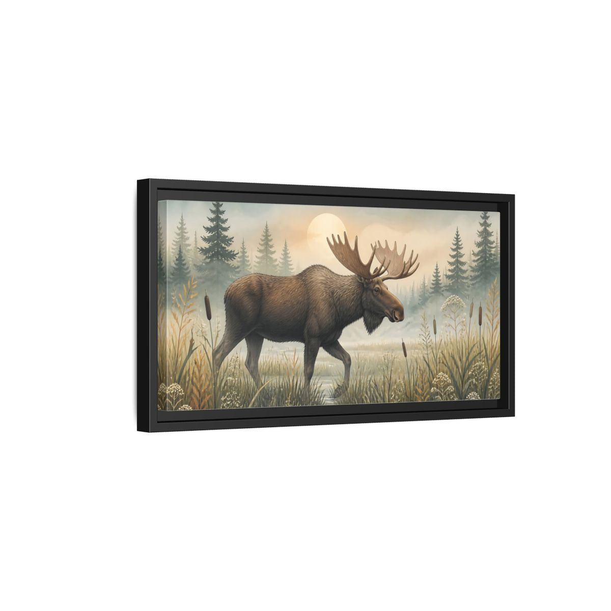 Side Mockup 8. Nature Moose Moose Landscape shown as stretched canvas wall art