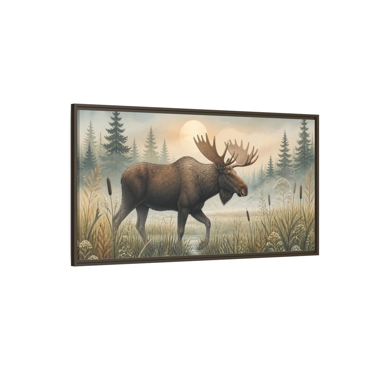 Side Mockup 4. Nature Moose Moose Landscape shown as stretched canvas wall art