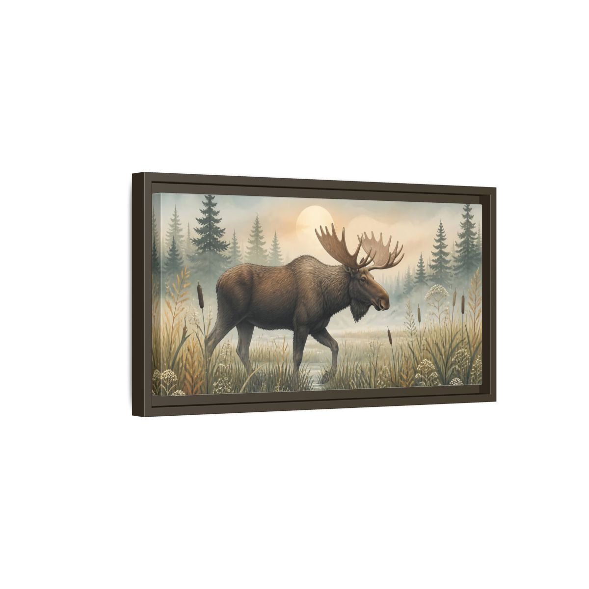 Side Mockup 7. Nature Moose Moose Landscape shown as stretched canvas wall art