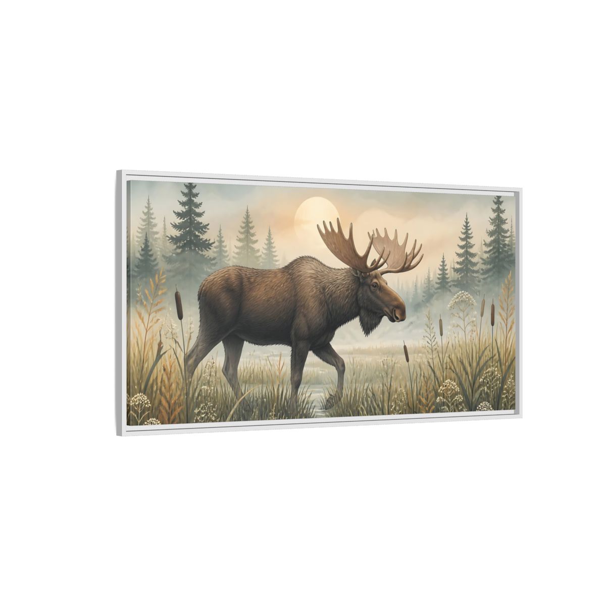 Side Mockup 3. Nature Moose Moose Landscape shown as stretched canvas wall art