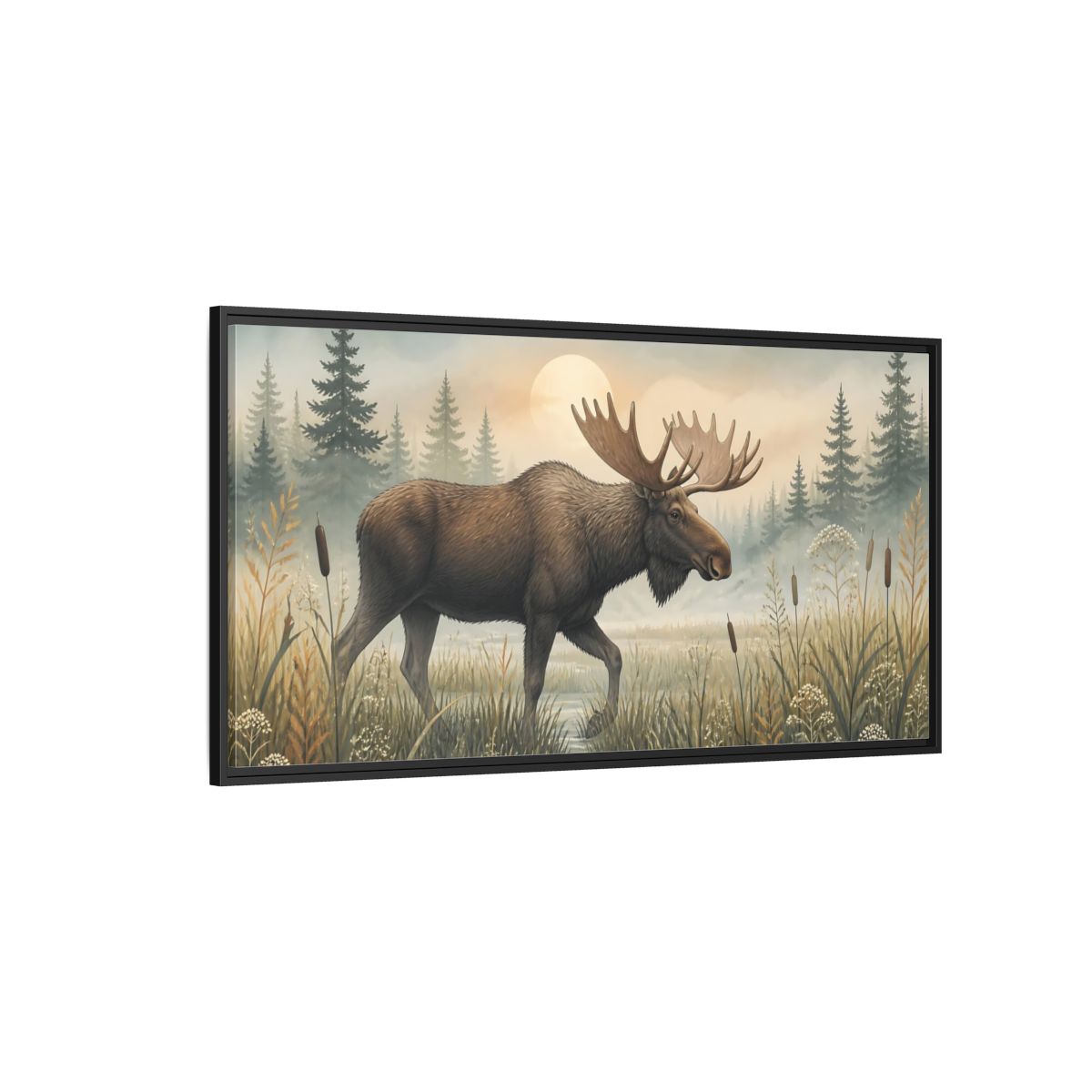 Side Mockup 5. Nature Moose Moose Landscape shown as stretched canvas wall art