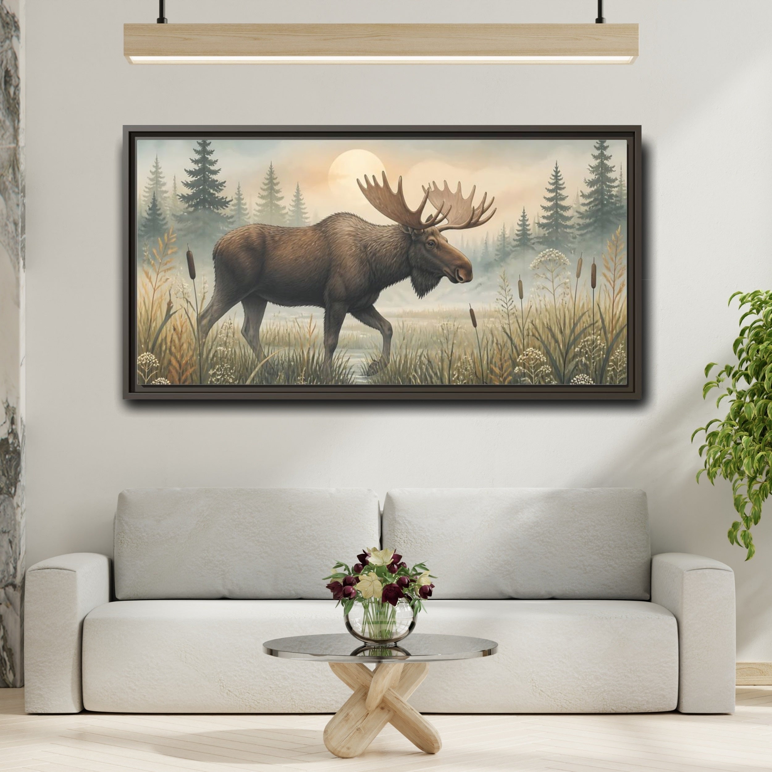 Mockup 2. Nature Moose Moose Landscape shown as stretched canvas wall art