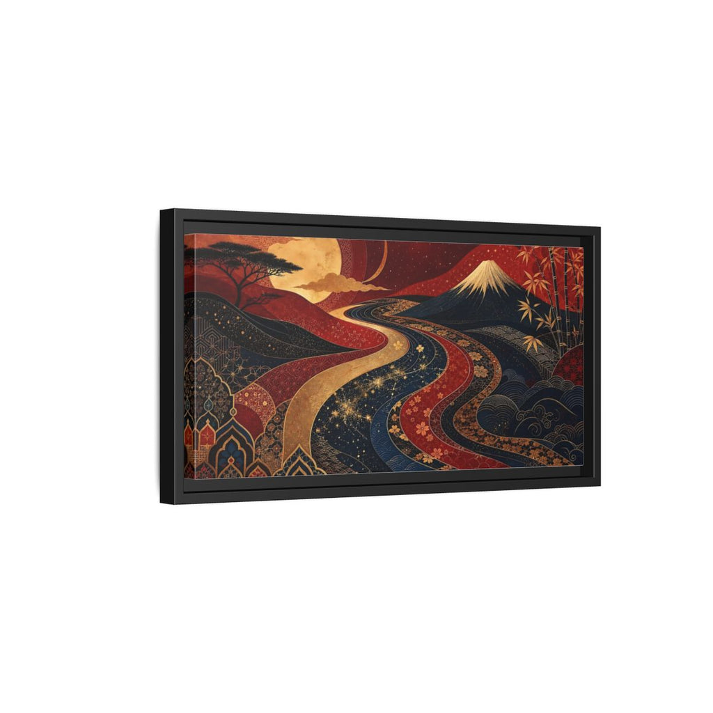 Side Mockup 8. Nature Mount Fuji Red Gold Landscape shown as stretched canvas wall art