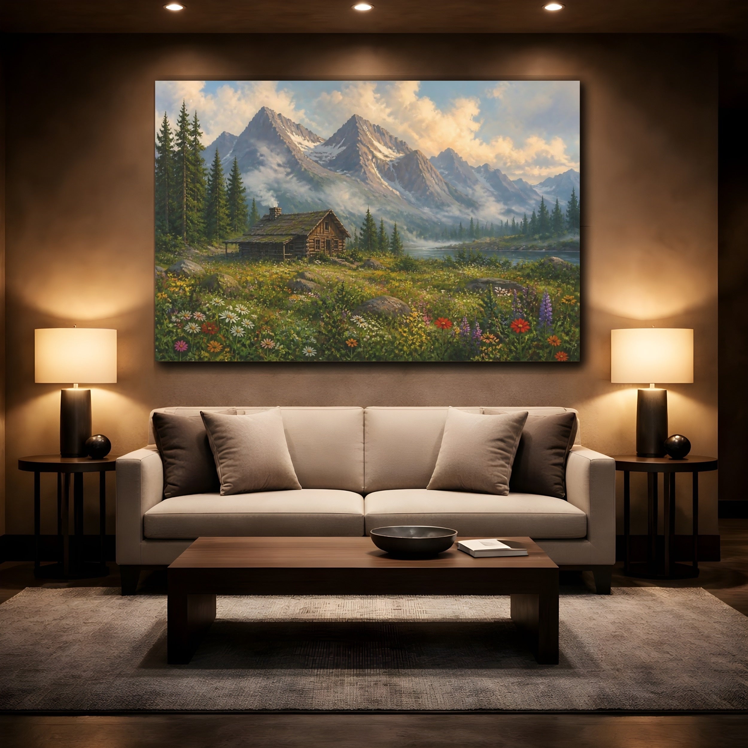 Mockup 2. Nature Mountain Cabin Mountain Cabin Landscape shown as canvas print
