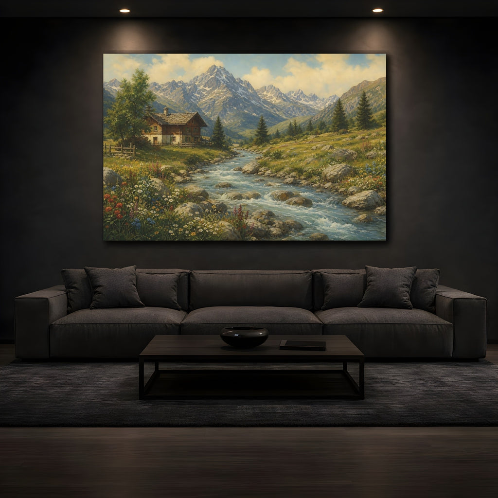 Mockup 3. Nature Mountain Cabin Mountain Cabin Landscape shown as canvas print