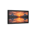 Side Mockup 8. Nature Mountain Lake Orange Sunset Landscape shown as stretched canvas wall art