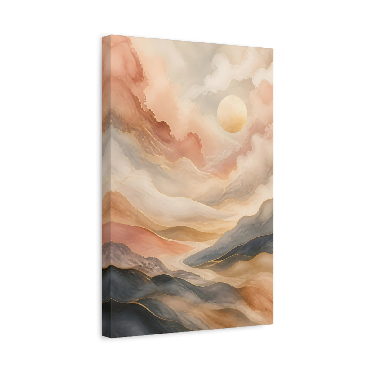 Side Mockup 4. Nature Mountain Landscape Abstract Mountain shown as stretched canvas wall art