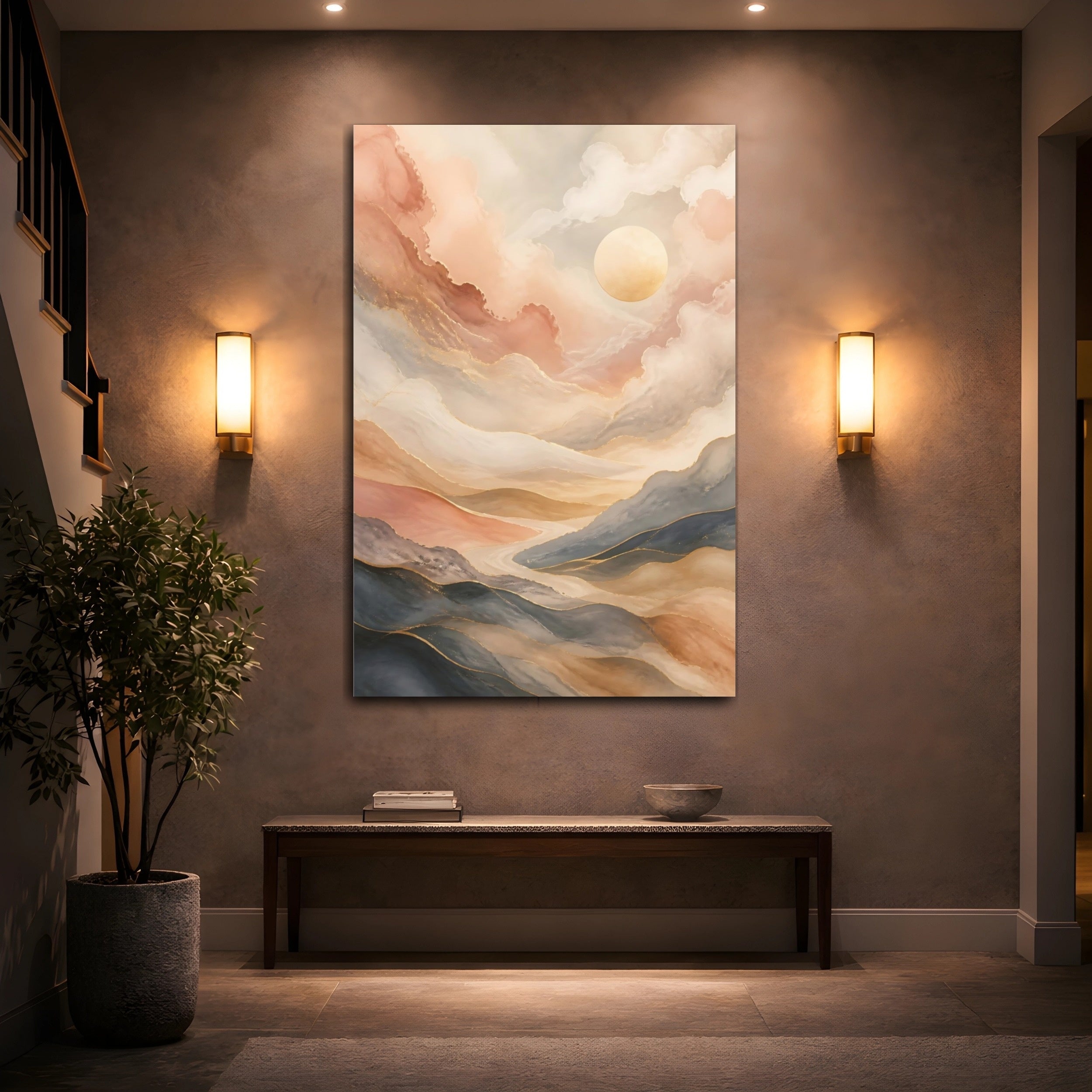 Mockup 2. Nature Mountain Landscape Abstract Mountain shown as stretched canvas wall art