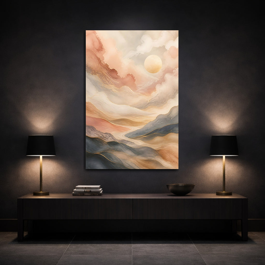 Mockup 3. Nature Mountain Landscape Abstract Mountain shown as stretched canvas wall art