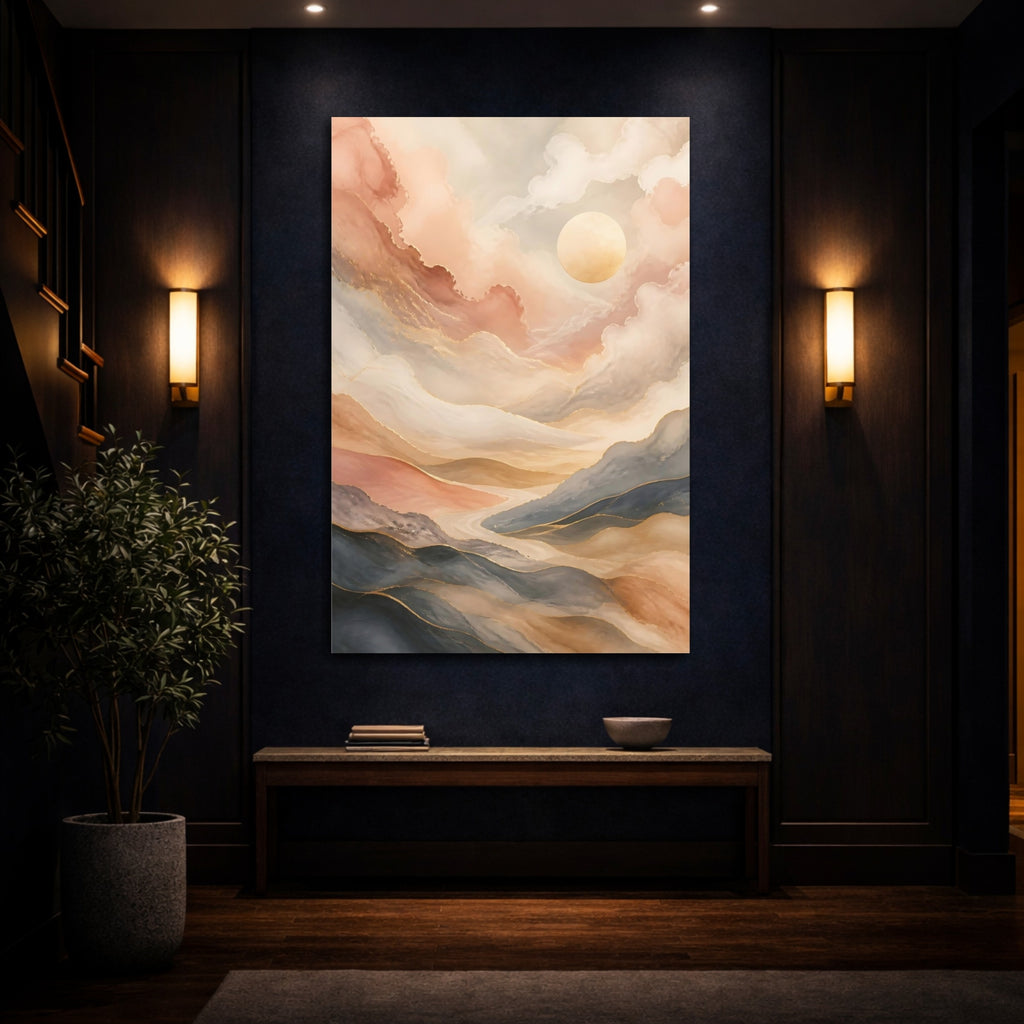 Mockup 4. Nature Mountain Landscape Abstract Mountain shown as stretched canvas wall art